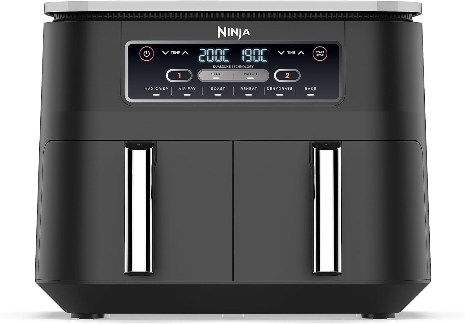 Ninja [AF300EU] 2 Large Frying Compartments, 6 Functions, 2470 W, 2 Independent Garzones, 7.6 Litres, 65% Save Energy Costs - Online Shop