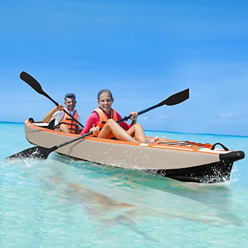 Bonnlo Inflatable Kayak Foldable Kayak for Adults Blow Up Kayaks with Seats, Foot Pedal, 7.6ft Aluminum Oars, Output - Input Air Pump for 1 Person, 2 Person, 2 Plus 1 Child, Easily Track, Dropstitch - Online Shop