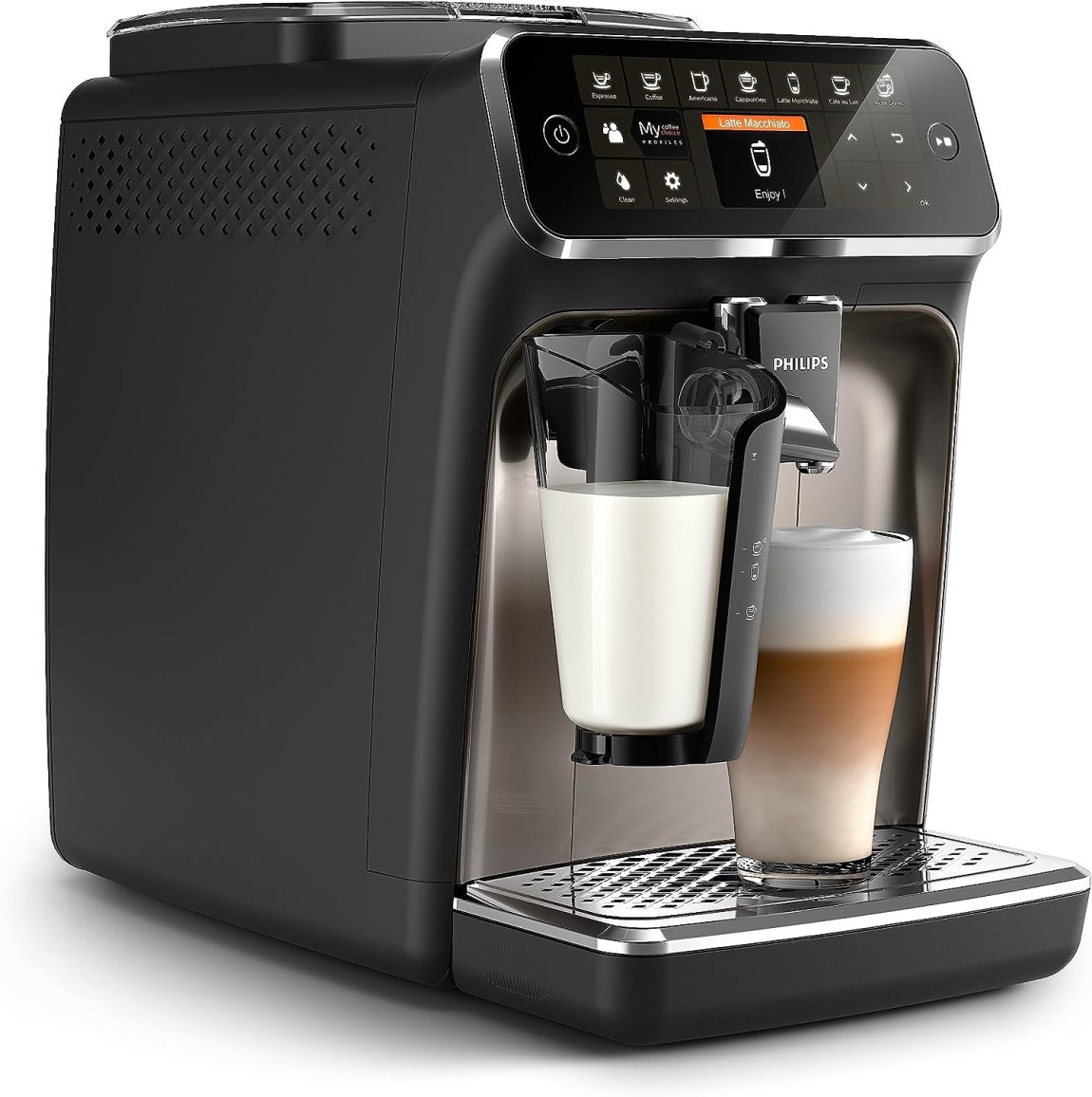 Philips 4300 Series Fully Automatic Espresso Machine - LatteGo Milk Frother, 8 Coffee Varieties, Intuitive Touch Display, Black, (EP4347/94) - Online Shop