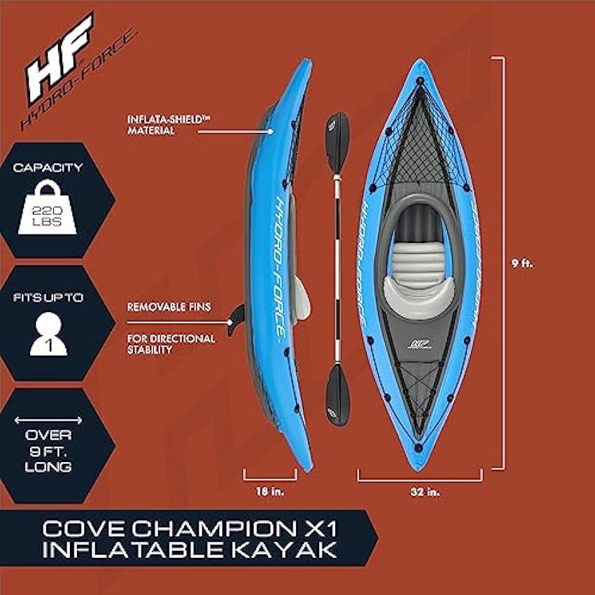 Bestway Hydro Force Inflatable Kayak Set | Includes Seat, Paddle, Hand Pump, Storage Carry Bag | Great for Adults, Kids and Families - Online Shop