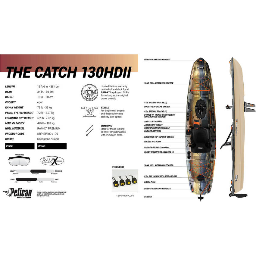 Pelican The Catch 130 HYDRIVE II Fishing Kayak - Online Shop