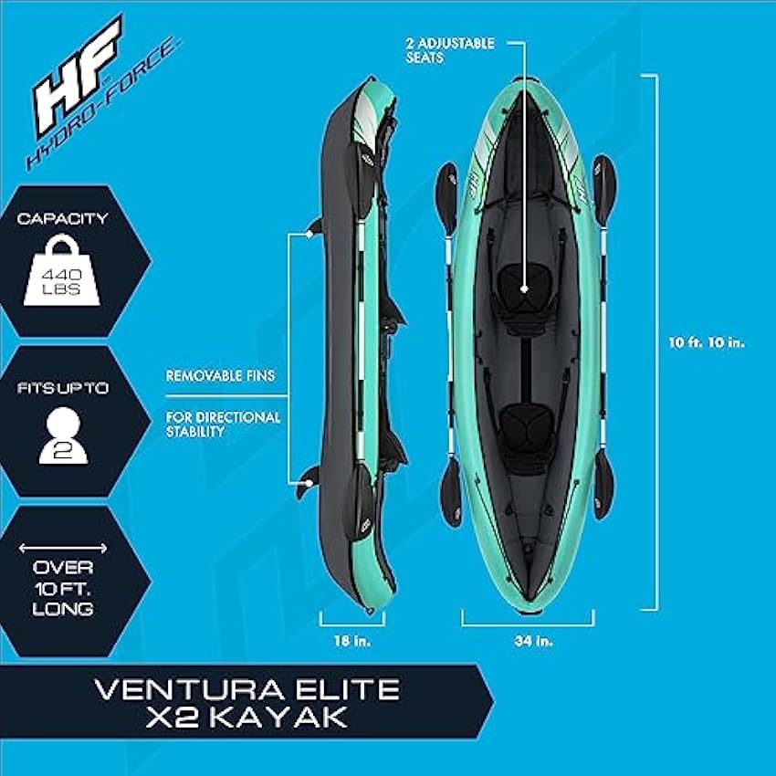 Bestway Hydro Force Inflatable Kayak Set | Includes Seat, Paddle, Hand Pump, Storage Carry Bag | Great for Adults, Kids and Families - Online Shop