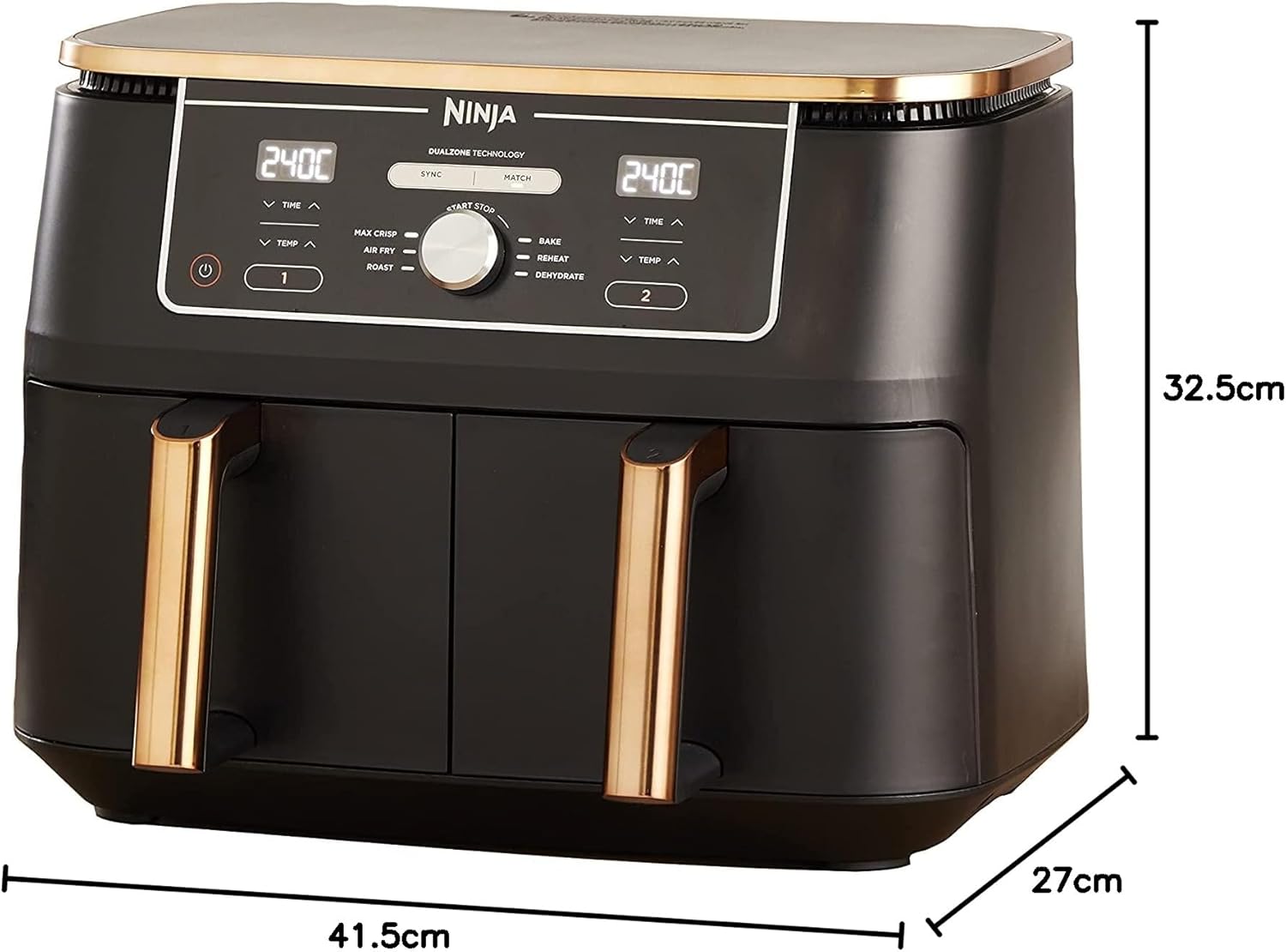 Ninja [AF300EU] 2 Large Frying Compartments, 6 Functions, 2470 W, 2 Independent Garzones, 7.6 Litres, 65% Save Energy Costs - Online Shop