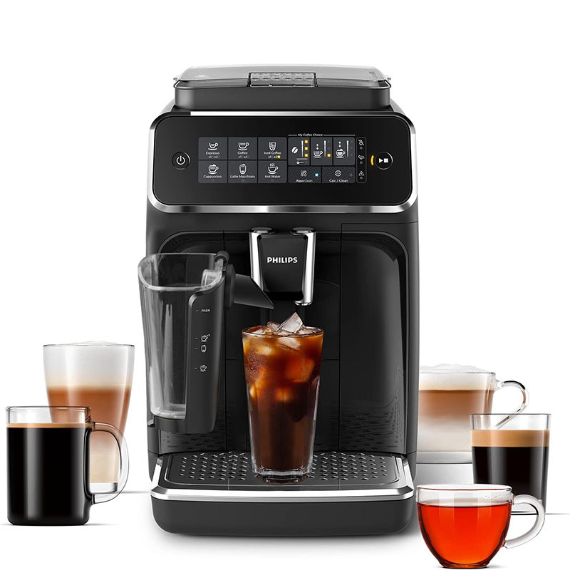 Philips 3200 Series Fully Automatic Espresso Machine - LatteGo Milk Frother & Iced Coffee, 5 Coffee Varieties, Intuitive Touch Display, Black, (EP3241/74) - Online Shop