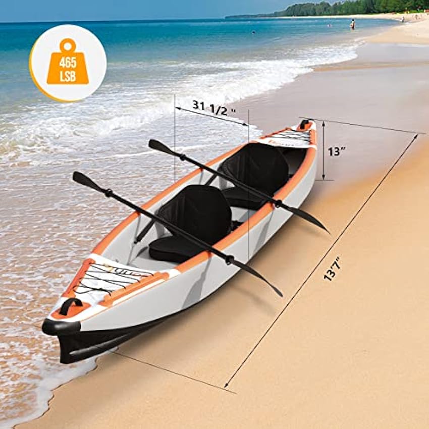 Bonnlo Inflatable Kayak Foldable Kayak for Adults Blow Up Kayaks with Seats, Foot Pedal, 7.6ft Aluminum Oars, Output - Input Air Pump for 1 Person, 2 Person, 2 Plus 1 Child, Easily Track, Dropstitch - Online Shop