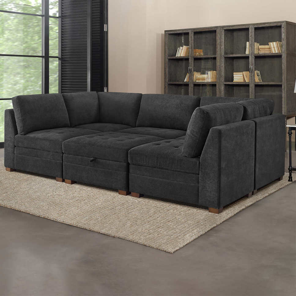Thomasville Tisdale Fabric Sectional with Storage Ottoman - Online Shop