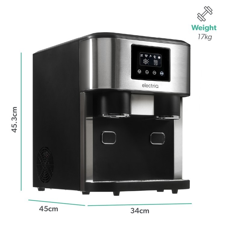 electriQ Countertop Ice Maker with Ice Crusher and Water Dispenser, Stainless Steel/Black - Online Shop