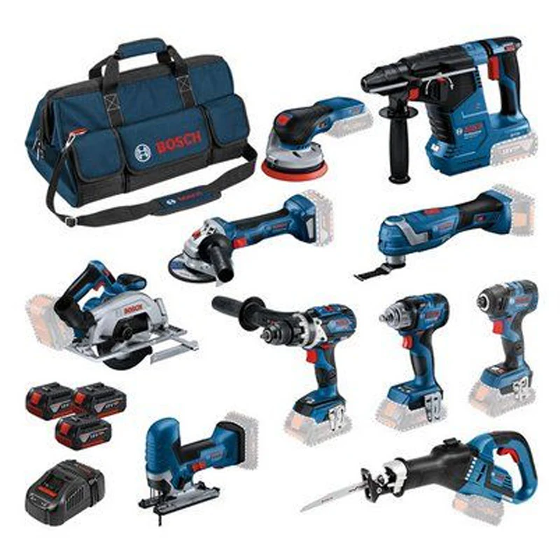 BOSCH Professional 18V 10-Piece Power Tool Set – Includes 3× 5.0Ah Li-Ion Batteries, Fast Charger & Heavy-Duty Carry Bag - Online Shop