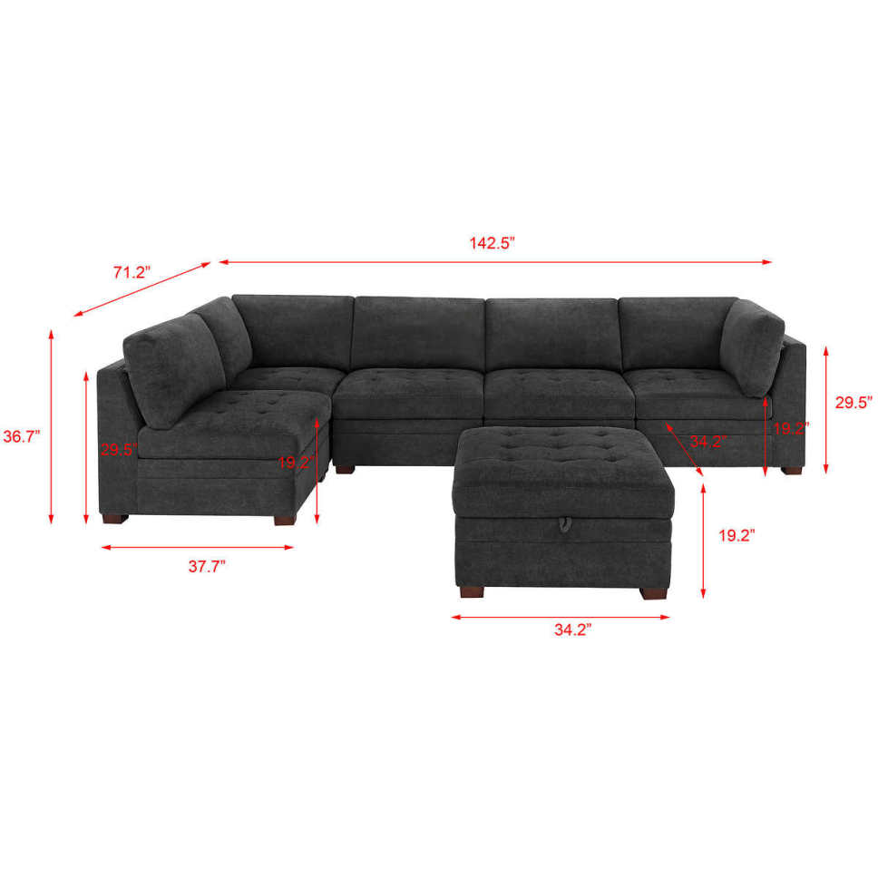 Thomasville Tisdale Fabric Sectional with Storage Ottoman - Online Shop