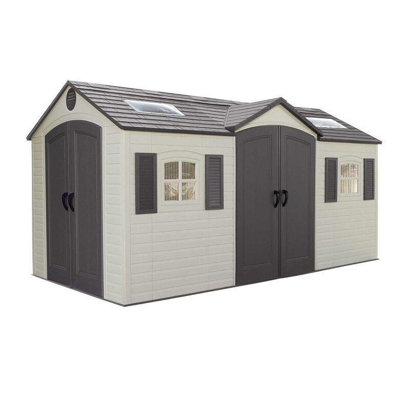 Dual Entry 15 ft. W x 8 ft. D Plastic Storage Shed - Online Shop