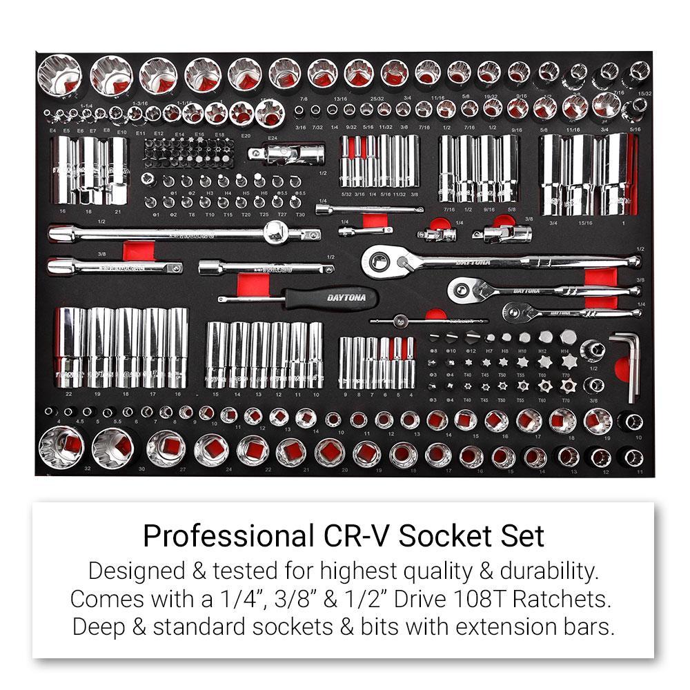 Daytona 655 Piece Mechanical Tool Set with 43 12 Drawer Red Roller Cabinet - Online Shop