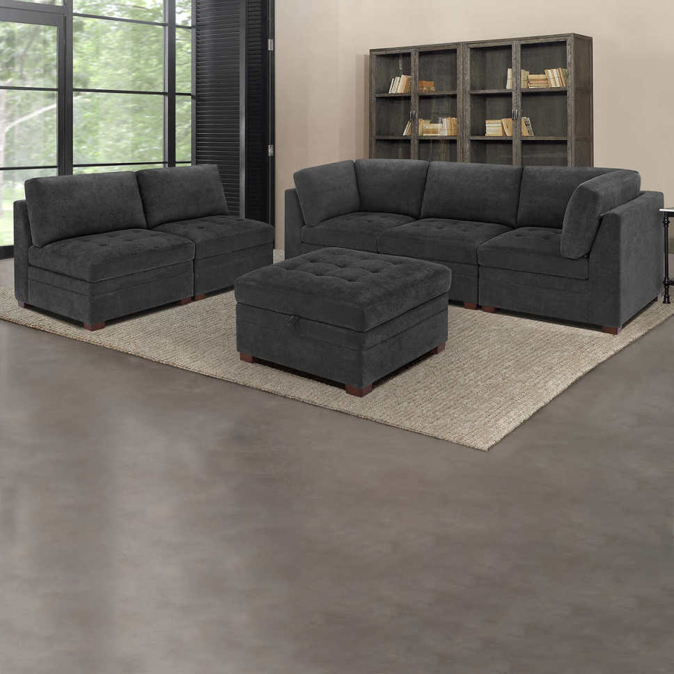 Thomasville Tisdale Fabric Sectional with Storage Ottoman - Online Shop