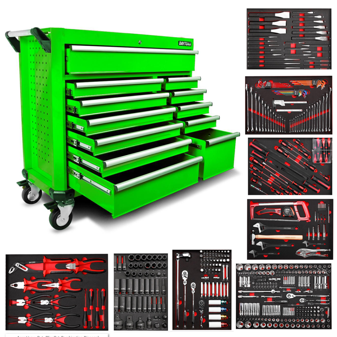 Daytona 655 Piece Mechanical Tool Set with 43 12 Drawer Red Roller Cabinet - Online Shop