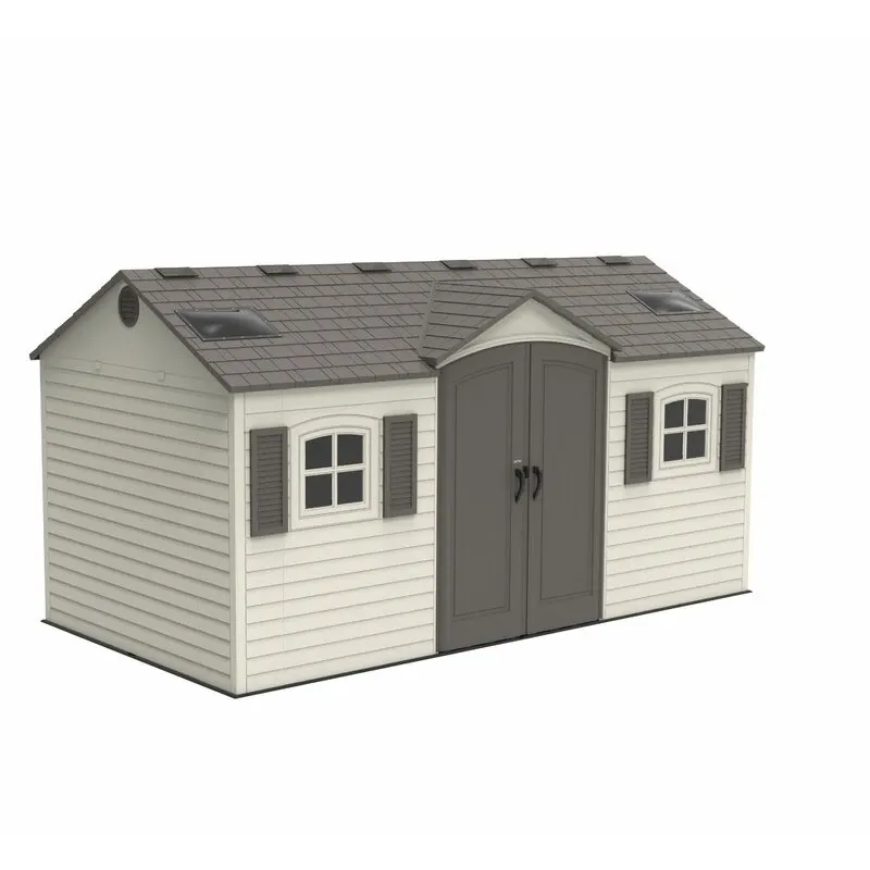 Double entry 15' wide x 8' deep plastic storage shed - Online Shop