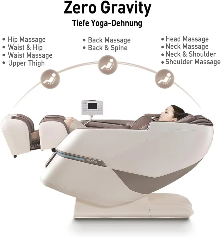ROTAI Massage Chair. Full Body Zero Gravity SL Track Shiatsu Massage Chair with Heating. Bluetooth. Foot Roller. Calf Kneading Massage - Online Shop
