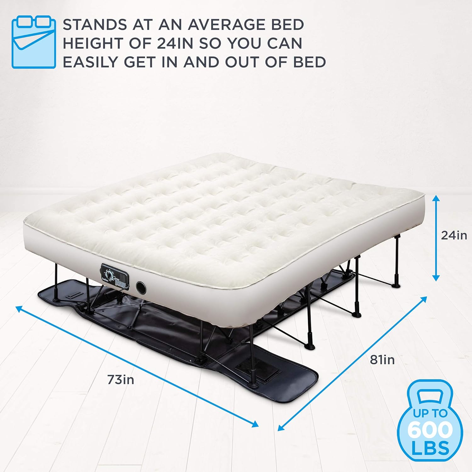 Ivation EZ-Bed Air Mattress with Frame & Rolling Case, Self Inflatable, Blow Up Bed Auto Shut-Off, Comfortable Surface AirBed, Best for Guest, Travel, Vacation, Camping - Online Shop