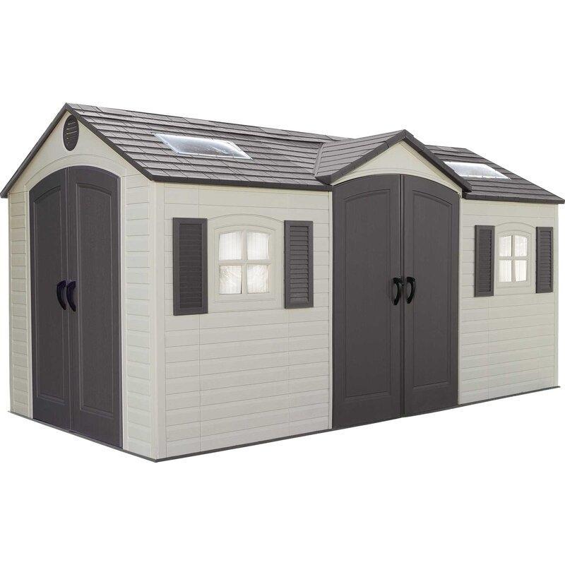 Dual Entry 15 ft. W x 8 ft. D Plastic Storage Shed - Online Shop