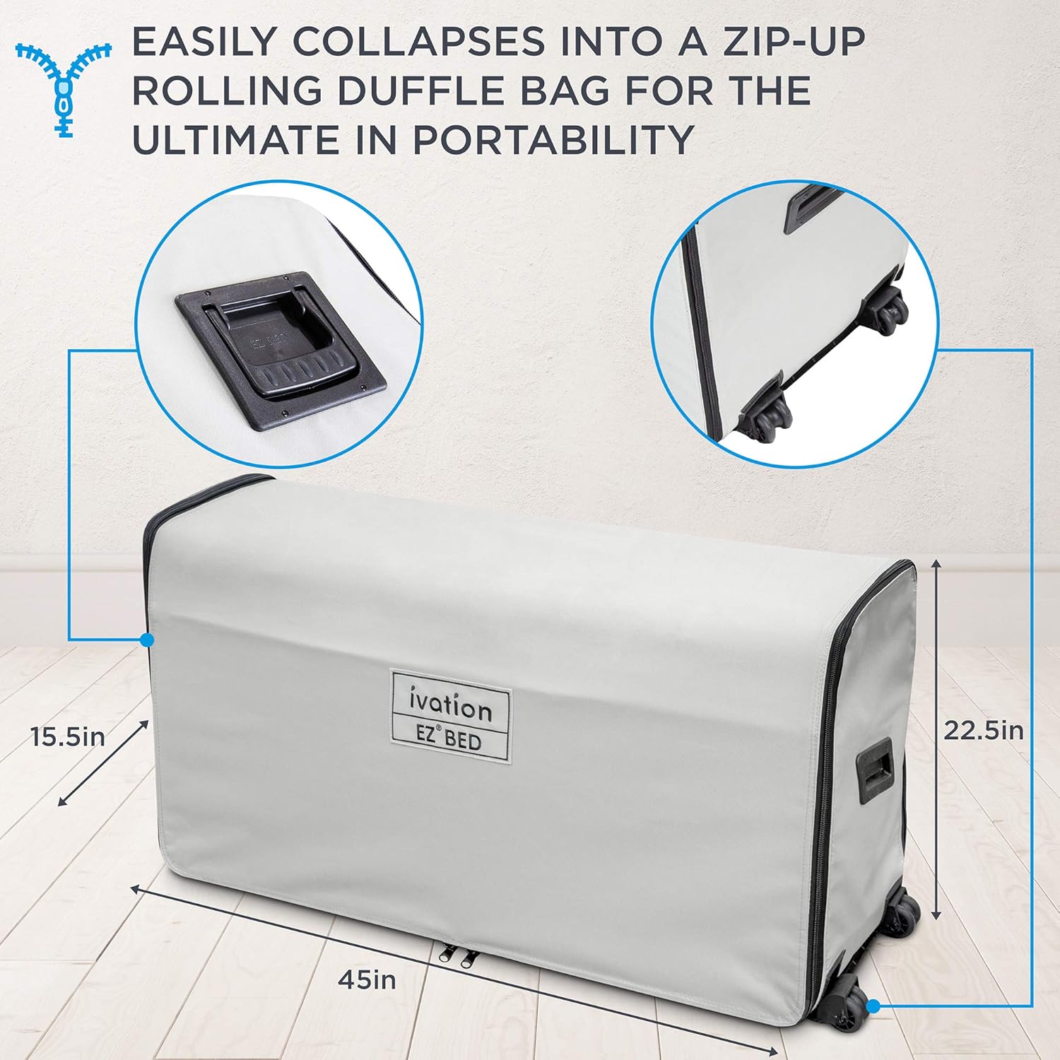 Ivation EZ-Bed Air Mattress with Frame & Rolling Case, Self Inflatable, Blow Up Bed Auto Shut-Off, Comfortable Surface AirBed, Best for Guest, Travel, Vacation, Camping - Online Shop