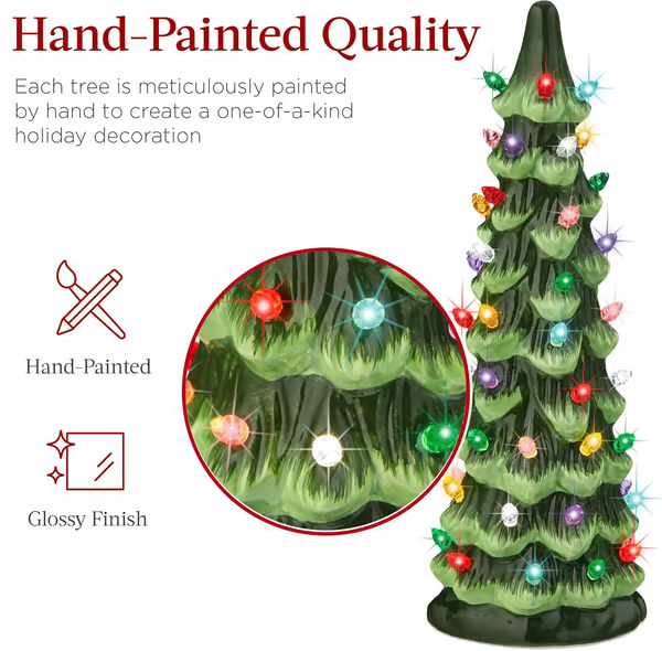 🎁🎄Retro Hand-Painted Tabletop Christmas Trees with Timer (⏰Limited Quantities Available) - Online Shop