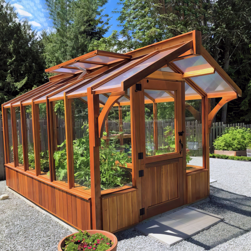 Western Red Cedar 8'x 12' Meridian Greenhouse - Online Shop