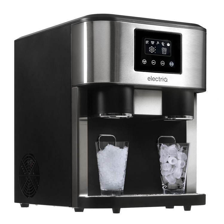 electriQ Countertop Ice Maker with Ice Crusher and Water Dispenser, Stainless Steel/Black - Online Shop