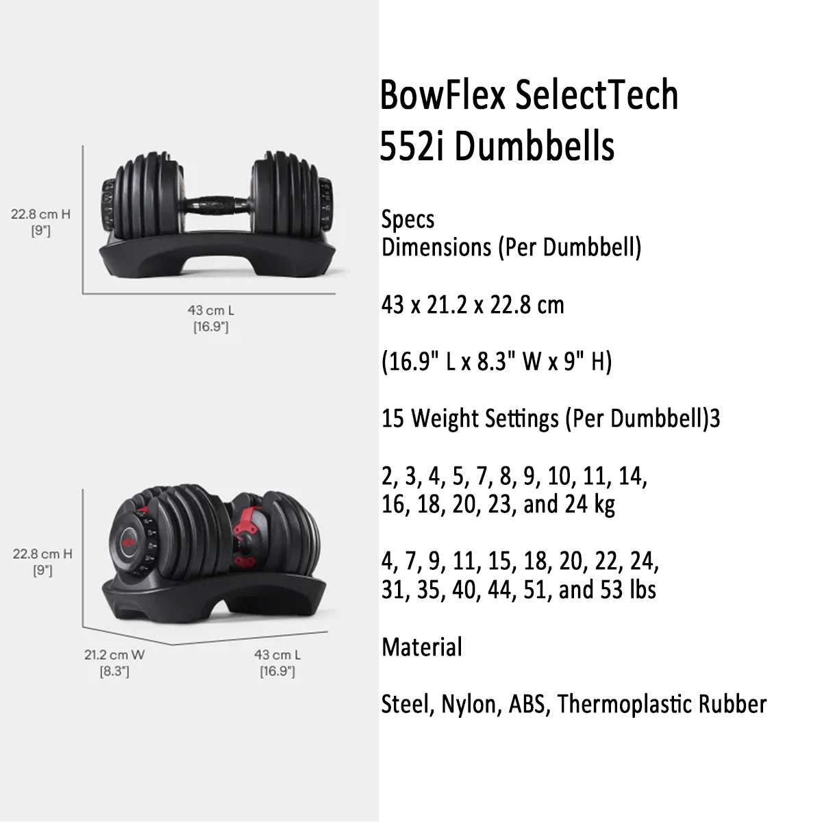 BowFlex SelectTech 1090i Dumbbells 552i Dumbbells - Online Shop