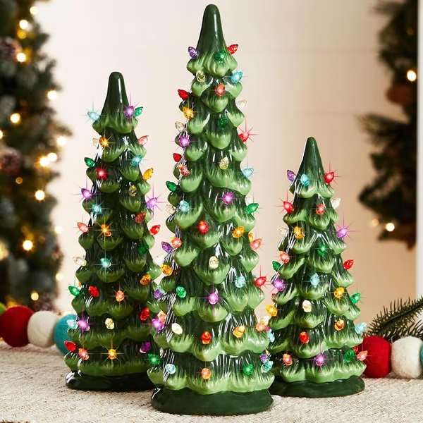 🎁🎄Retro Hand-Painted Tabletop Christmas Trees with Timer (⏰Limited Quantities Available) - Online Shop