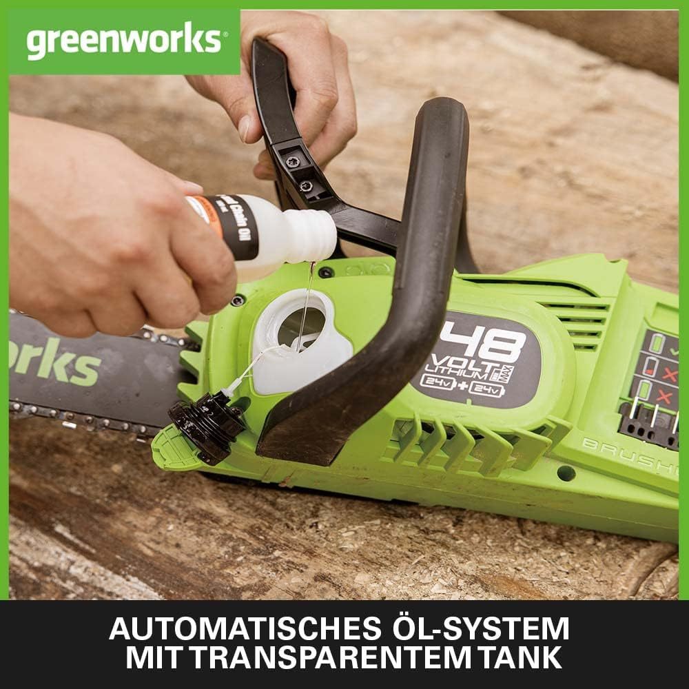 Greenworks 48 V (2 x 24 V) Battery Chainsaw with Brushless Motor GD24X2CS36K4X - Online Shop