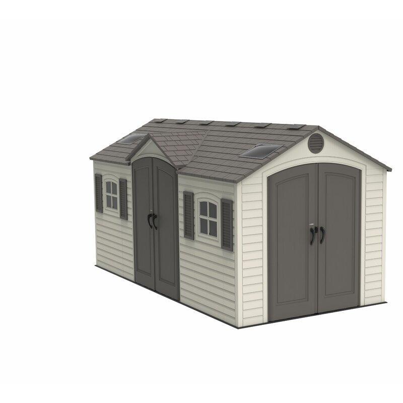 Dual Entry 15 ft. W x 8 ft. D Plastic Storage Shed - Online Shop