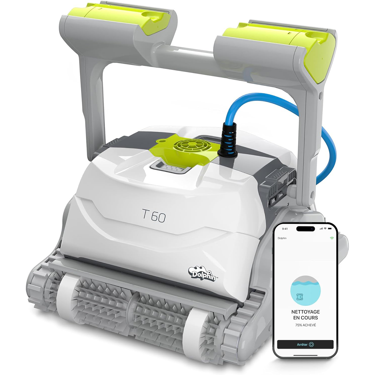 DOLPHIN T60 Electric Pool Cleaner Robot - Wall Cleaning, In-Ground Pool Up to 15 m - Online Shop