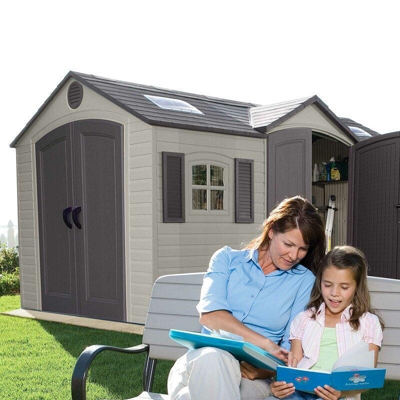 Dual Entry 15 ft. W x 8 ft. D Plastic Storage Shed - Online Shop