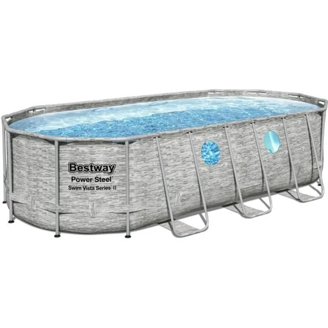 Above Ground Pool Kit - BESTWAY - Power Steel - 549 x 274 x 122 cm - Oval (With filtration pump, ladder, cover) - Online Shop
