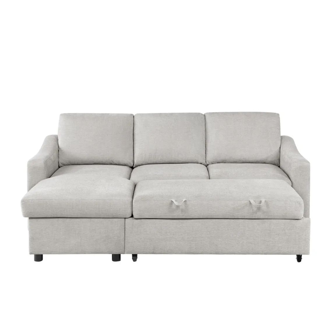 Coddle Aria Fabric Sleeper Sofa with Reversible Chaise and Storage, Beige/Gray - Online Shop