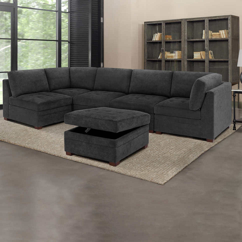 Thomasville Tisdale Fabric Sectional with Storage Ottoman - Online Shop