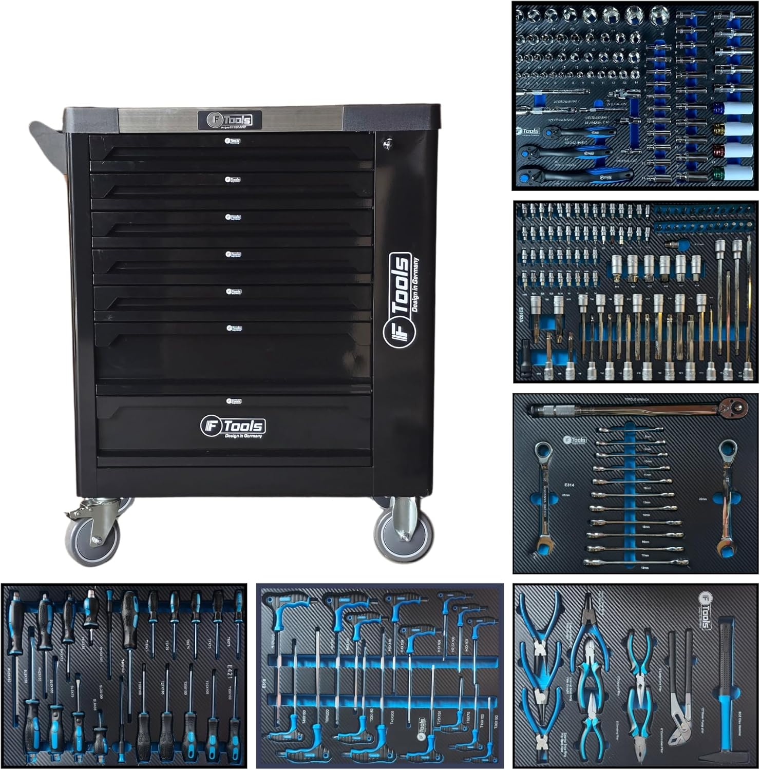 toolcar F-Tools Red XXL workshop trolley tool trolley filled with tools - Online Shop