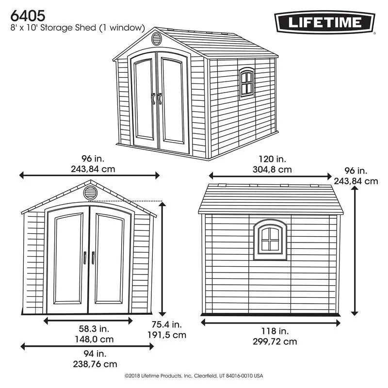 8 feet. Width x 10 feet. D plastic traditional storage shed - Online Shop