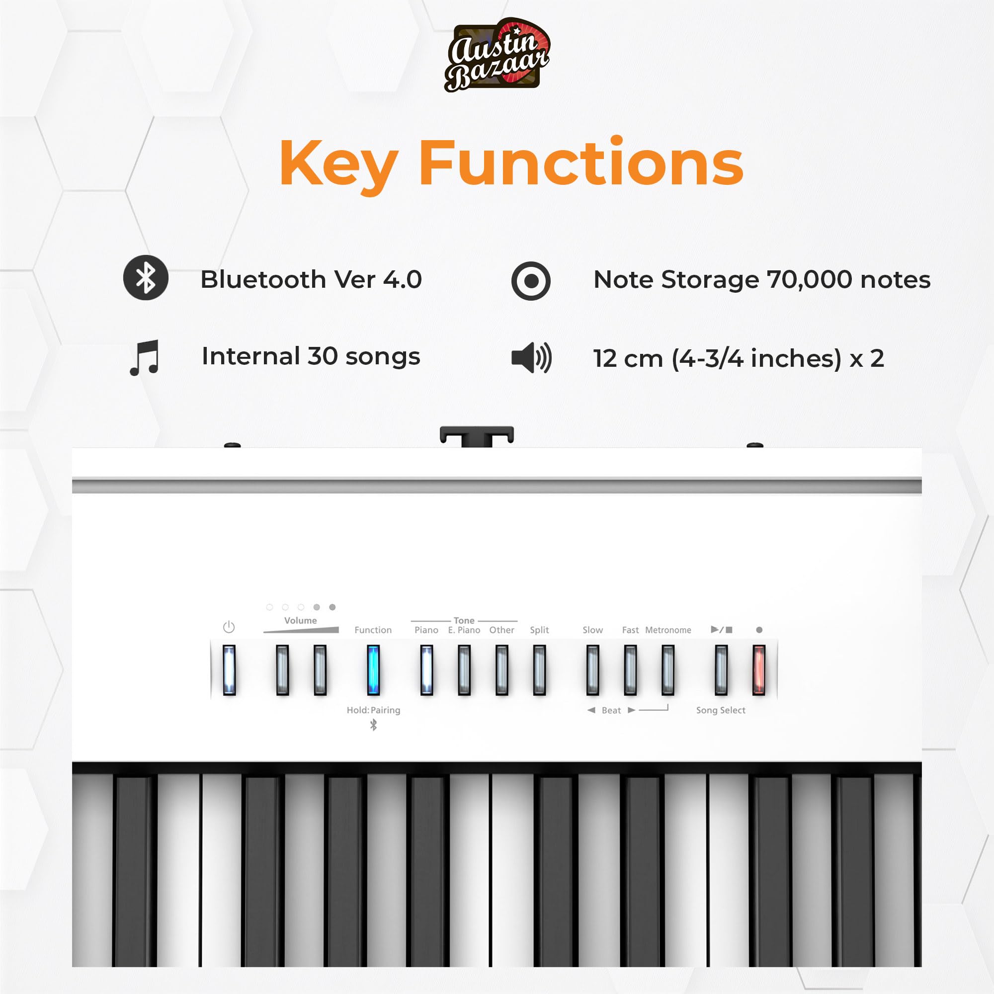 Roland FP-10 Digital Piano - Black Bundle with KSC-FP10 Stand, Bench, Sustain Pedal, Instructional Book, Online Lessons, Instructional DVD, and Austin Bazaar Polishing Cloth - Online Shop
