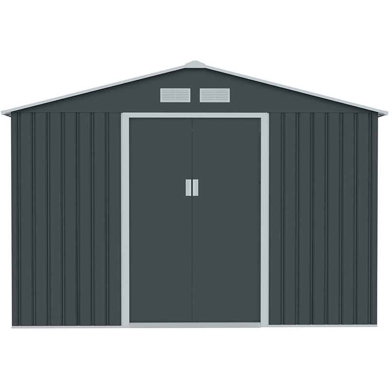 Metal Tool Shed, 277 cm x 191 cm x 192 cm, Garden Shed with Saddle Roof (Anthracite) - Online Shop