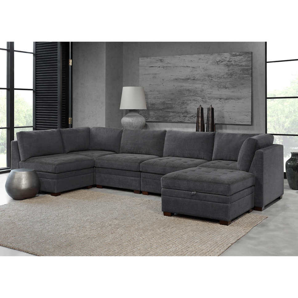 Thomasville Tisdale Fabric Sectional with Storage Ottoman - Online Shop