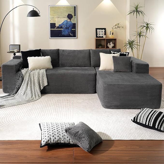 Ovios 106 Cloud Sectional Couch with L-Shape Chaise,Modern Modular Sofa with Deep Seat, Upholstered Couches for Living Room Bedroom,No Assembly Required - Online Shop