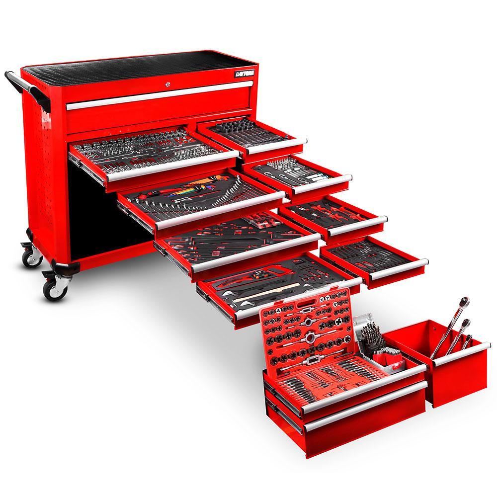 Daytona 655 Piece Mechanical Tool Set with 43 12 Drawer Red Roller Cabinet - Online Shop