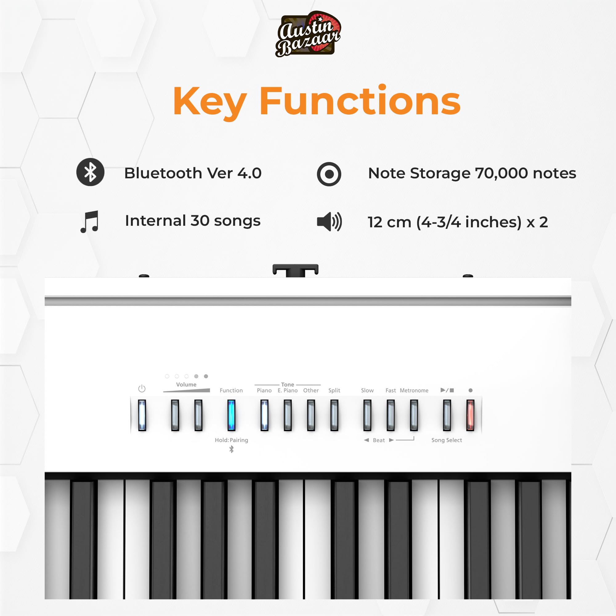 Roland FP-10 Digital Piano - Black Bundle with KSC-FP10 Stand, Bench, Sustain Pedal, Instructional Book, Online Lessons, Instructional DVD, and Austin Bazaar Polishing Cloth - Online Shop