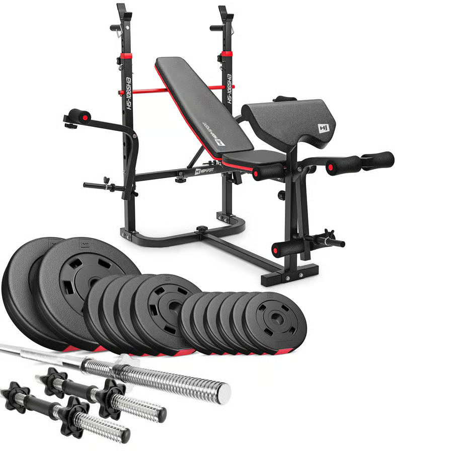 Hop-Sport plastic dumbbell set with weight bench 1065 - Online Shop