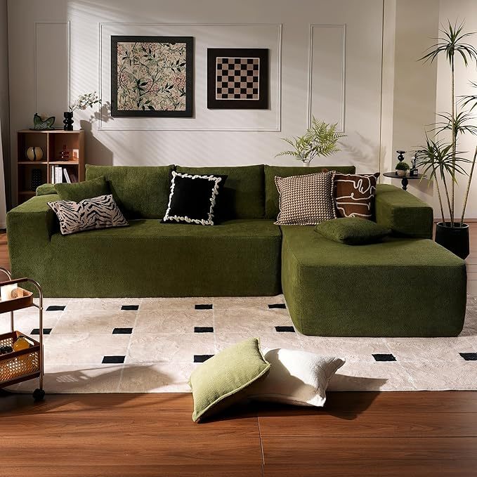 Ovios 106 Cloud Sectional Couch with L-Shape Chaise,Modern Modular Sofa with Deep Seat, Upholstered Couches for Living Room Bedroom,No Assembly Required - Online Shop