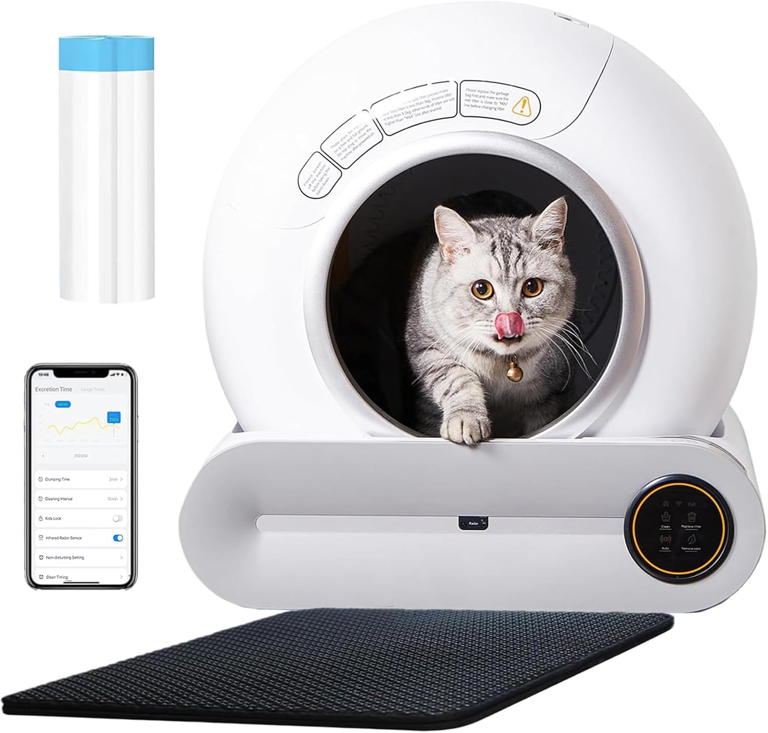 RMAN Self-Cleaning Cat Litter Box Electric with Waste Bag and Mat Large Capacity/App Control/Smart Health/Safe Alert/for Multiple Cats - Online Shop