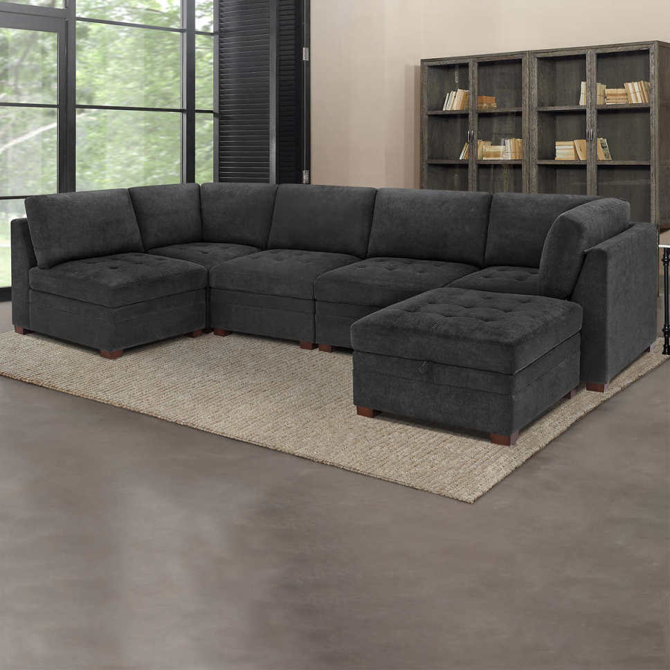 Thomasville Tisdale Fabric Sectional with Storage Ottoman - Online Shop