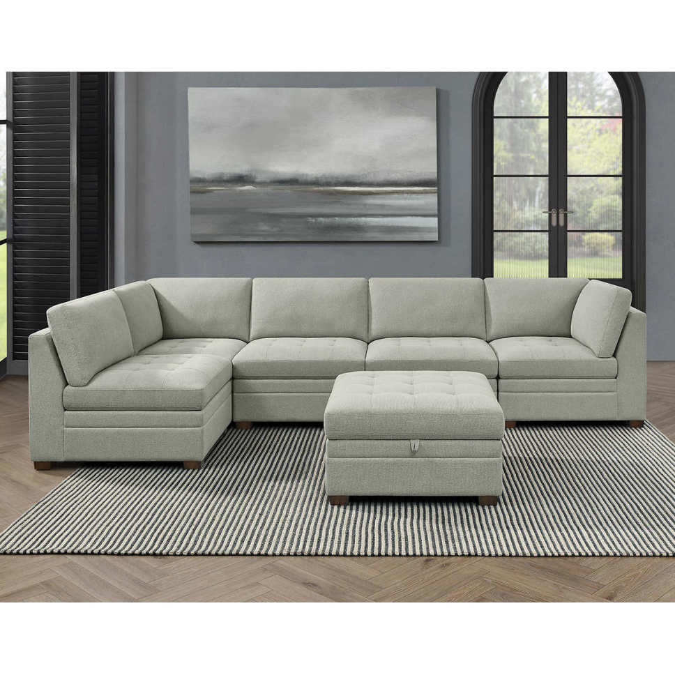 Thomasville Tisdale Fabric Sectional with Storage Ottoman - Online Shop
