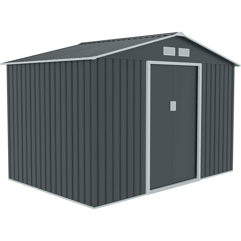 Metal Tool Shed, 277 cm x 191 cm x 192 cm, Garden Shed with Saddle Roof (Anthracite) - Online Shop