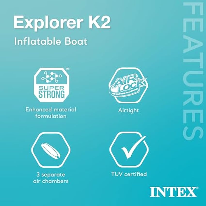 Intex 68307EP Explorer K2 Inflatable Kayak Set: Includes Deluxe 86in Aluminum Oars and High-Output Pump – SuperStrong PVC – Adjustable Seats with Backrest – 2-Person – 400lb Weight Capacity - Online Shop