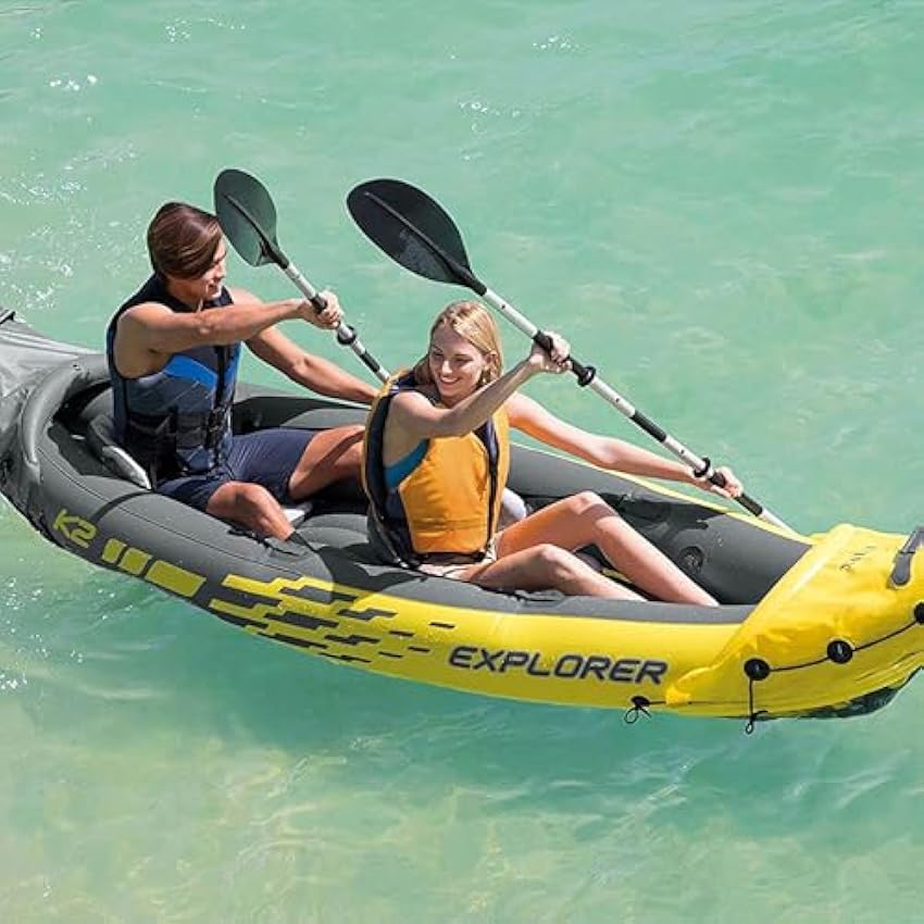 Intex 68307EP Explorer K2 Inflatable Kayak Set: Includes Deluxe 86in Aluminum Oars and High-Output Pump – SuperStrong PVC – Adjustable Seats with Backrest – 2-Person – 400lb Weight Capacity - Online Shop